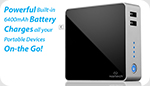 Dual USB AC Charger with Built-in 6400mAh Battery � PB6400 by Naztech